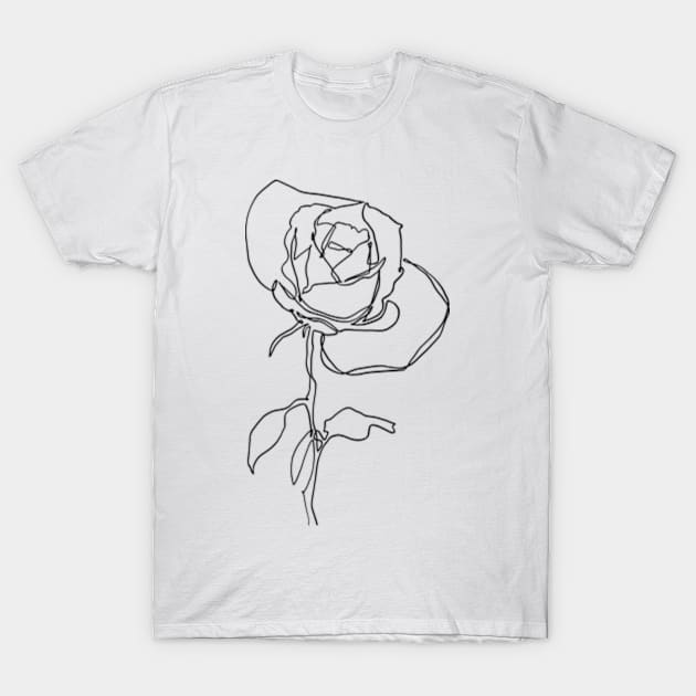 Rose Flower one line art T-Shirt by Doodle Intent